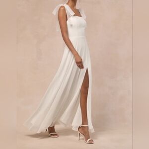 Lulus Radiant Romance White Tie-Strap Maxi Dress